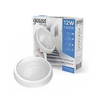 Светильник светодиодный ЖКХ Gauss IP54 d176х76мм 12Вт 1000lm 6500K BASIC круглый