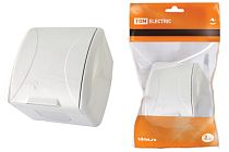 Розетка 2П+3 открытой установки IP54 16А с крышкой белая "Селигер"  TDM