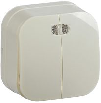 Выключатель 2-клавишный для открытой установки с индикацией ВС20-2-1-ХК 10А GLORY кремовый  IEK