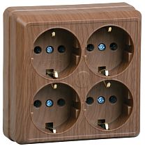 РС24-3-ОД Розетка 4местная с заземлением 16А открытое устройство ОКТАВА (дуб) IEK РС24-3-ОД Розетка 4местная с заземлением 16А открытое устройство ОКТАВА (дуб) IEK