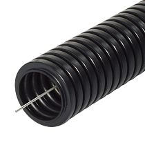 Труба гофрированная ПА негорючая (НГ) стойкая к ультраф (УФ) черная с заземлением д63 (15м/360м) Промрукав Труба гофрированная ПА негорючая (НГ) стойкая к ультраф (УФ) черная с заземлением д63 (15м/360м) Промрукав