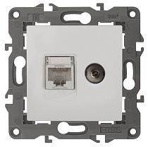 Розетка ЭРА Elegance 14-3110-01 белый RJ45+TV Розетка ЭРА Elegance 14-3110-01 белый RJ45+TV