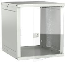 Шкаф настенный 19" 12U 600х650мм стеклянная дверь серый GENERICA