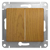 Glossa Дерево Дуб Переключатель 2 клавишный , сх.6, 10АХ Systeme Electric (Schneider Electric)