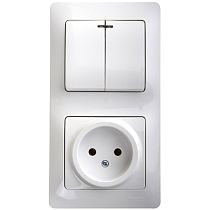 Glossa Белый Блок: Розетка и 2 клавишный Выключатель с подсветкой Systeme Electric (Schneider Electric) Glossa Белый Блок: Розетка и 2 клавишный Выключатель с подсветкой Systeme Electric (Schneider Electric)