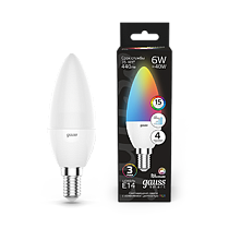 Лампа светодиодная Gauss Smart Свеча С37 6Вт E14 RGBВт+dim