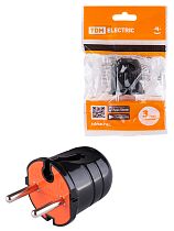 Вилка б/з черная с красной вставкой 10А 250В  TDM