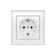 Розетка одноместная серия "Бриллиант" с/з, с/у, 16А, 220В, белая (еврослот) UNIVERSAL