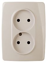 Розетка ЭРА 12 12-2007-02 16А 250В двойная слоновая кость без лапок