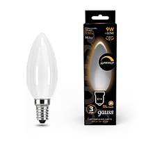 Лампа светодиодная Gauss Filament Свеча 9Вт 590lm 3000К Е14 milky