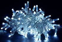 LIGHTING Гирлянда нить 20м 200 светодиодов белый свет IP44 прозрачный шнур 3м 230В контроллер 8 сцен  IEK