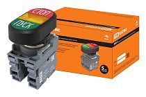 Кнопка двойная MPD4-11Y (зеленая/красная) (LED) в сборе d22мм/220В (ПУСК/СТОП) линза желтая  TDM Кнопка двойная MPD4-11Y (зеленая/красная) (LED) в сборе d22мм/220В (ПУСК/СТОП) линза желтая  TDM