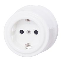 Розетка с заземляющим контактом,серия "ЛИЗЕТТА", керамика, цвет белый Bironi Розетка с заземляющим контактом,серия "ЛИЗЕТТА", керамика, цвет белый Bironi