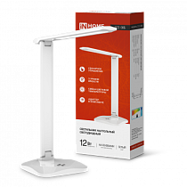 Светильник настольный светодиодный SIMPLE ССО-08Б 12Вт 600Лм сенсор, адаптер БЕЛЫЙ IN HOME