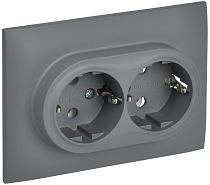 SKANDY Розетка 2-местная с заземлением без защитных шторок 16А в сборе SK-R08Gr серый IEK