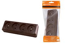 Розетка 4-х местная горизонтальная 2П открытой установки IP20 10A бук "Ладога"  TDM