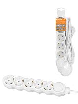 Удлинитель бытовой "Люкс" с выкл., 5 гнезд, 10 м, с/з, с з/ш, ПВС 3х1 мм2, 16 А, 250 В, 3500 Вт TDM У1-53060