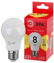 Лампа светодиодная ЭРА RED LINE LED A55-8W-827-E27 R груша теплый белый свет