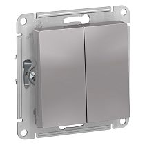 AtlasDesign Алюминий Переключатель 2-клавишный сх.6, 10АХ Systeme Electric (Schneider Electric)