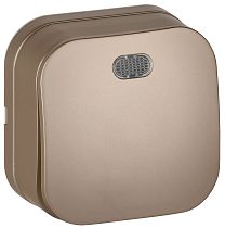 GLORY Выключатель 1-клавишный для открытой установки с индикацией 10А ВС20-1-1-ХШм шампань матовый IEK