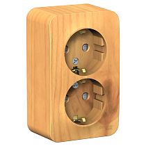 Blanca открытая установка с изолированной пластиной Ясень Розетка 2-ая с заземлением со шторками 16А Systeme Electric (Schneider Electric)