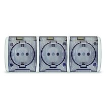 "Клио" Роз. с/з 3 гн. горизонт. с прозрачной крышкой IP54 бел.