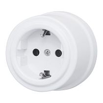 Розетка с заземляющим контактом,серия "ЛИЗЕТТА",пластик, цвет Белый Bironi Розетка с заземляющим контактом,серия "ЛИЗЕТТА",пластик, цвет Белый Bironi