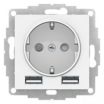 AtlasDesign Белый Розетка 16А с 2 USB A+A, 5В/2,4А, 2х5В/1,2А Systeme Electric (Schneider Electric)