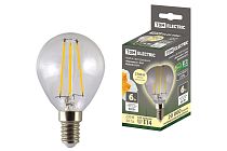 Лампа светодиодная "Филамент" G45-6 Вт-230 В-2700 К–E14  TDM Лампа светодиодная "Филамент" G45-6 Вт-230 В-2700 К–E14  TDM