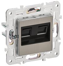 SKANDY Розетка компьютерная двойная RJ45 кат.5E SK-K03N металл никель IEK