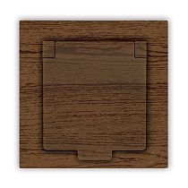 Розетка одноместная с крышкой UNIVERSAL серия "Афина" с заземлением, скрытой установки, 16А, 220В, венге (еврослот)