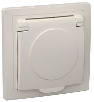 РСб10-3-ККм Розетка 1местная с заземления с крышкой 16А КВАРТА (кремовый) IEK