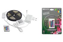 Комплект светодиодной ленты SMD5050-30 LED/м-12 В-7,2 Вт/м-IP65-RGB (3 м), 18 Вт, IR-контроллер  TDM