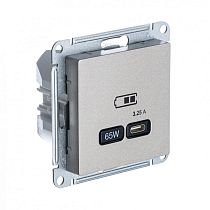 AtlasDesign Шампань Розетка USB тип-C, 65W, Fast Charge (QC.PD) Systeme Electric (Schneider Electric) AtlasDesign Шампань Розетка USB тип-C, 65W, Fast Charge (QC.PD) Systeme Electric (Schneider Electric)