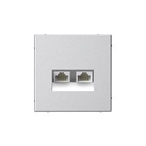ArtGallery Алюминий Розетка двойная компьютерная RJ45+RJ45, кат. 5е, механизм Systeme Electric (Schneider Electric)