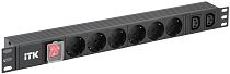 ITK PDU 6 розеток немецкий стандарт + 2 С13 LED 1U вх. С14 алюминиевый IEK