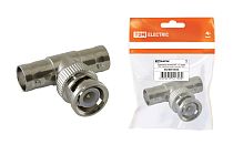 Переходник штекер BNC - х2 гнезда BNC (тройник), инд. упаковка  TDM