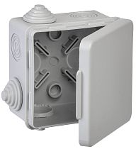 Коробка распаячная КМ для открытой проводки с откидной крышкой 80х80х50мм IP54 4 гермоввода (7035) GENERICA IEK