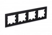 AtlasDesign Nature Матовое Стекло Черный Рамка 4-постовая  (Schneider Electric) Systeme Electric (Schneider Electric)