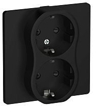 FLITE Розетка 2-местная с заземлением с защитными шторками 16А РСш12-0-К-ФлЧ черный IEK