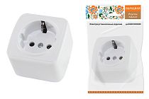 Розетка 2П+З открытой установки IP20 16А, белая "Дача" Народная TDM