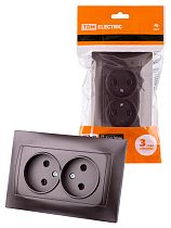 Розетка двойная 2П 10А 250В шоколад "Лама"  TDM