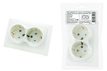 Розетка двойная 2П+З с защ. шт. 16А 250В белая "Таймыр" (пром. упак., бакелит. основание)  TDM