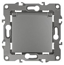 Розетка ЭРА 12 12-2103-12 16А 250В графит с заземлением со шторками с крышкой