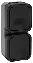 TORS Розетка 2-местная вертикальная 16А IP55 TS132 графит  IEK