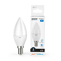 Лампа светодиодная Gauss Elementary Свеча 6Вт E14 470lm 6500K Лампа светодиодная Gauss Elementary Свеча 6Вт E14 470lm 6500K