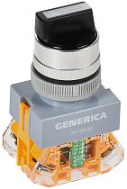 Переключатель D7-20X33 на 3 положения 1з+1р с самовозвратом черный GENERICA IEK