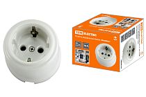 Розетка фарфоровая 2П+З 16А 250В белая «Болонь»  TDM