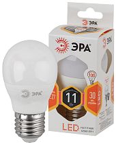 Лампа светодиодная ЭРА STD LED P45-11W-827-E27 шар теплый белый свет