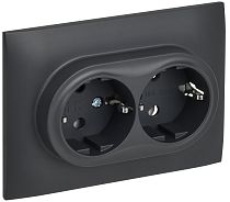 SKANDY Розетка 2-местная с заземлением без защитных шторок 16А в сборе SK-R08T титан IEK